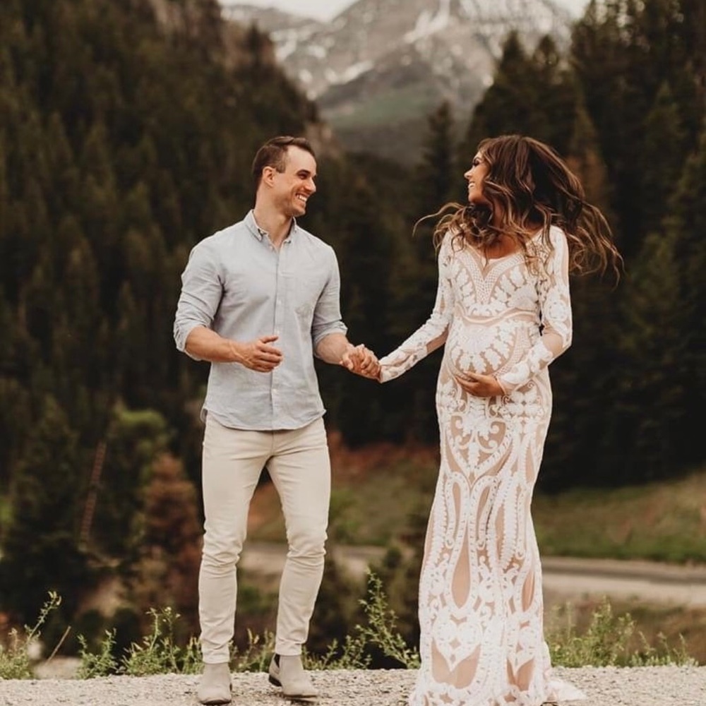 Maternity white dress- photo shoot/bridal gown